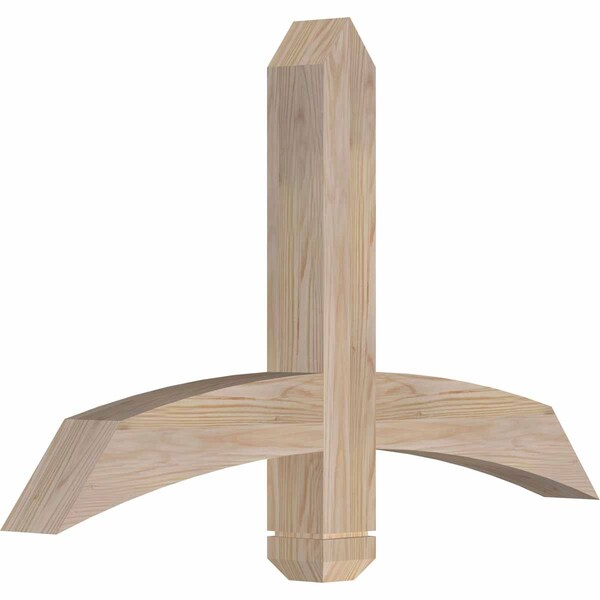 Bellingham Smooth Timber Gable Bracket, Douglas Fir, 36W X 23H X 3 1/2D X 3 1/2F, 15/12 Pitch